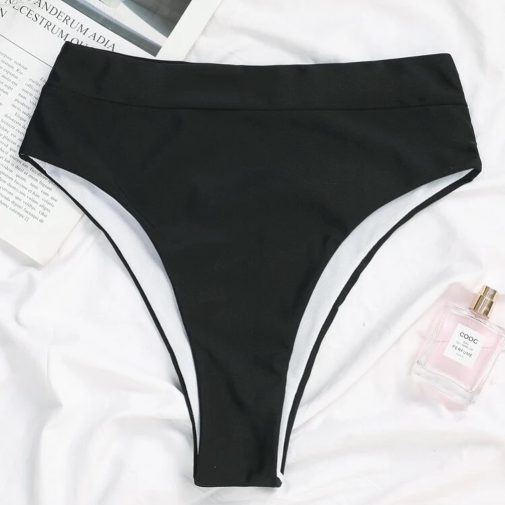 Black + High Waisted + High Cute+ Bikini Bottoms